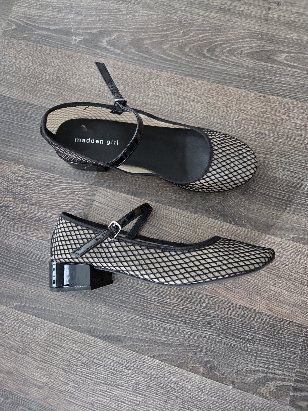 Madden Girl Black Mesh Mary Jane Block Heel Shoes